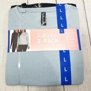 Lukka Lux Womens Long Sleeve Moisture Wicking Tee Size Large 2 Pack Blue/Black